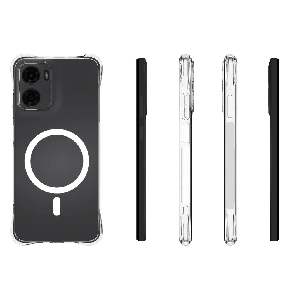 WANLONFENG for Motorola Moto G05 4G WL1 Series 2.0mm Magnetic Case Clear TPU Phone Back Cover with 2Pcs Screen Films - Transparent - 6