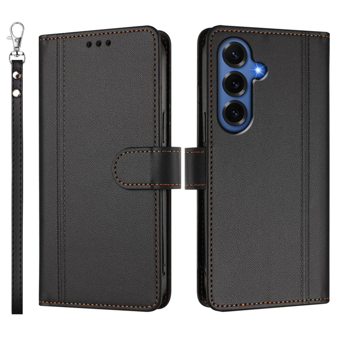 For Samsung Galaxy S26+ Case 9 Card Slots PU Leather Flip Wallet Phone Cover with Hand Strap - Black - 2