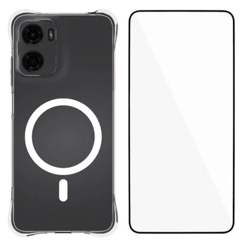 WANLONFENG for Motorola Moto G05 4G WL2 Series 2.0mm Magnetic Case Clear TPU Phone Back Cover with Screen Films - Transparent - 1