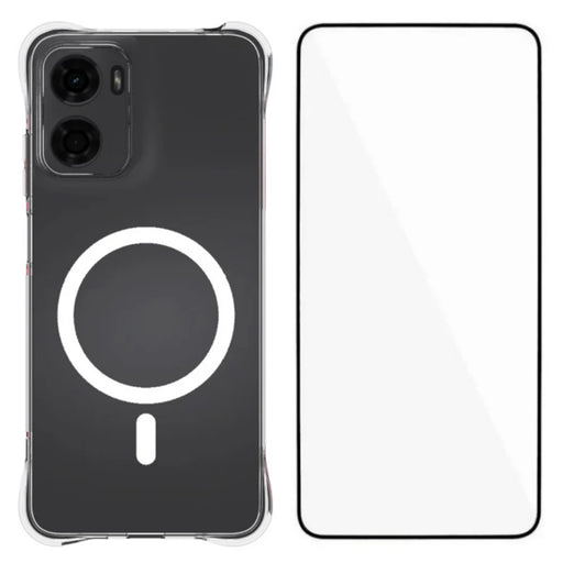 WANLONFENG for Motorola Moto G05 4G WL2 Series 2.0mm Magnetic Case Clear TPU Phone Back Cover with Screen Films - Transparent - 1