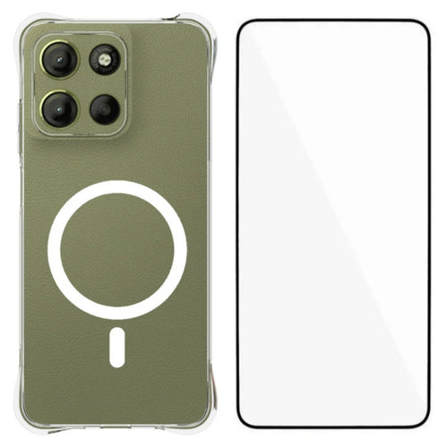 WANLONFENG for Motorola Moto G17 4G / Motorola Moto G15 4G / Motorola Moto G15 Power 4G / Motorola Moto G17 Power 4G WL2 Series 2.0mm Magnetic Case Clear TPU Phone Back Cover with Screen Films - Transparent - 1