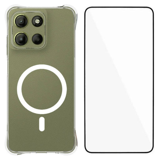 WANLONFENG for Motorola Moto G17 4G / Motorola Moto G15 4G / Motorola Moto G15 Power 4G / Motorola Moto G17 Power 4G WL2 Series 2.0mm Magnetic Case Clear TPU Phone Back Cover with Screen Films - Transparent - 1