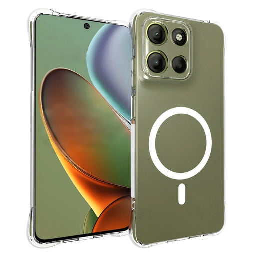 WANLONFENG for Motorola Moto G17 4G / Motorola Moto G15 4G / Motorola Moto G15 Power 4G / Motorola Moto G17 Power 4G WL2 Series 2.0mm Magnetic Case Clear TPU Phone Back Cover with Screen Films - Transparent - 2