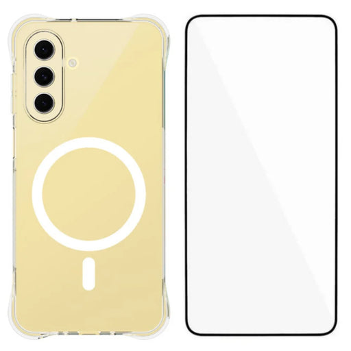 WANLONFENG for Samsung Galaxy A17 4G / Galaxy A17 5G WL2 Series 2.0mm Magnetic Case Clear TPU Phone Back Cover with Screen Films - Transparent - 1