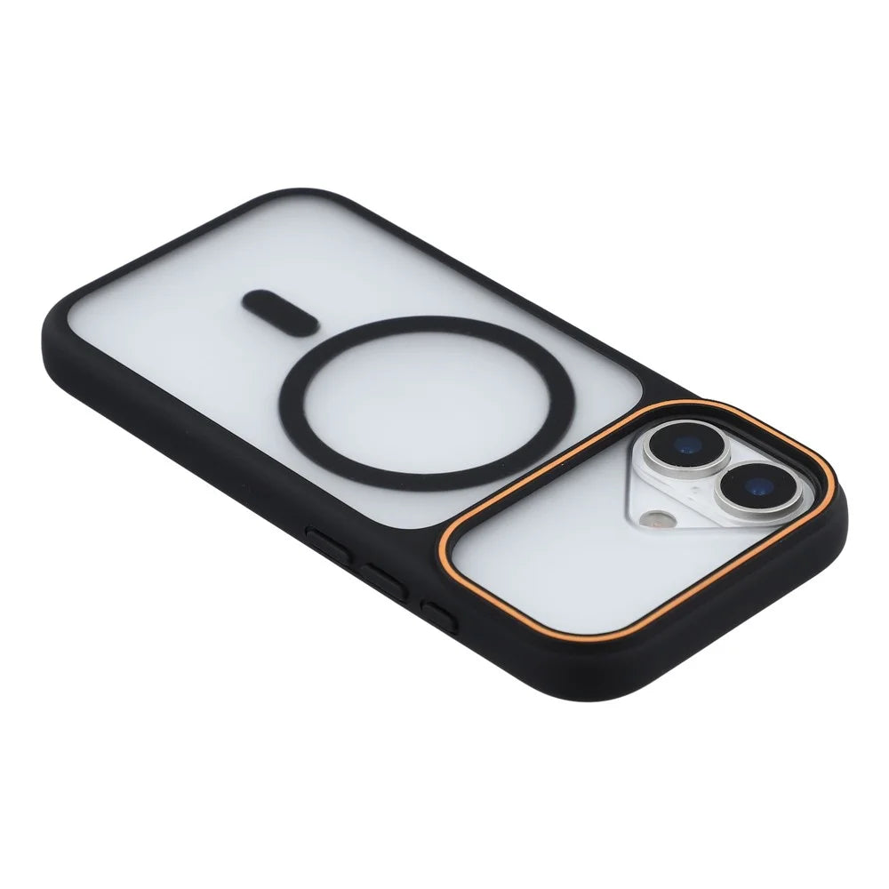 For iPhone 17 Magnetic Case Large Viewing Window TPU + PC Shockproof Phone Cover - Black - 5