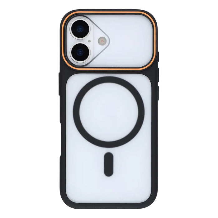 For iPhone 16 Plus Magnetic Case Large Viewing Window TPU + PC Shockproof Phone Cover - Black - 1