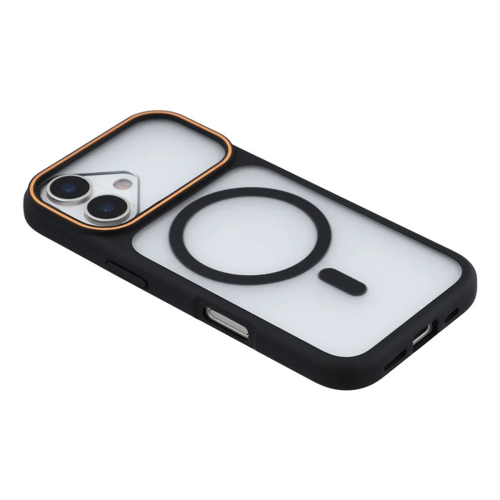 For iPhone 16 Plus Magnetic Case Large Viewing Window TPU + PC Shockproof Phone Cover - Black - 4