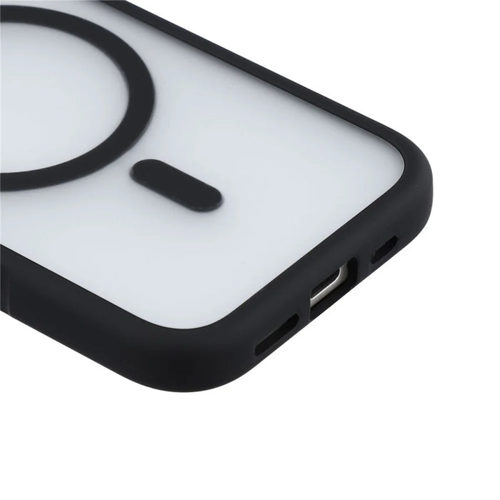 For iPhone 16 Plus Magnetic Case Large Viewing Window TPU + PC Shockproof Phone Cover - Black - 6
