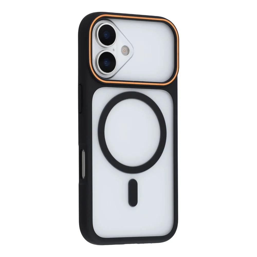For iPhone 16 Magnetic Case Large Viewing Window TPU + PC Shockproof Phone Cover - Black - 2