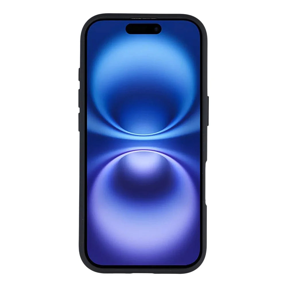 For iPhone 16 Magnetic Case Large Viewing Window TPU + PC Shockproof Phone Cover - Black - 3