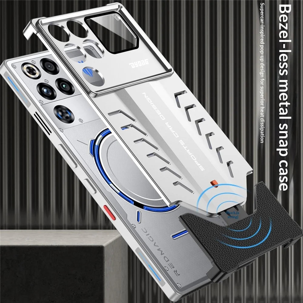 DYONG For ZTE nubia RedMagic 11 Pro 5G Metal Case Snap-Open Design Heat Dissipation Shockproof Phone Cover - Titanium Silver - 4