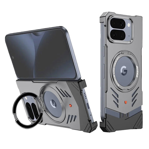DYONG For Google Pixel 10 Pro Fold Metal Case Frameless Hollow Heat Dissipation Phone Cover with Kickstand - Tarnish - 1