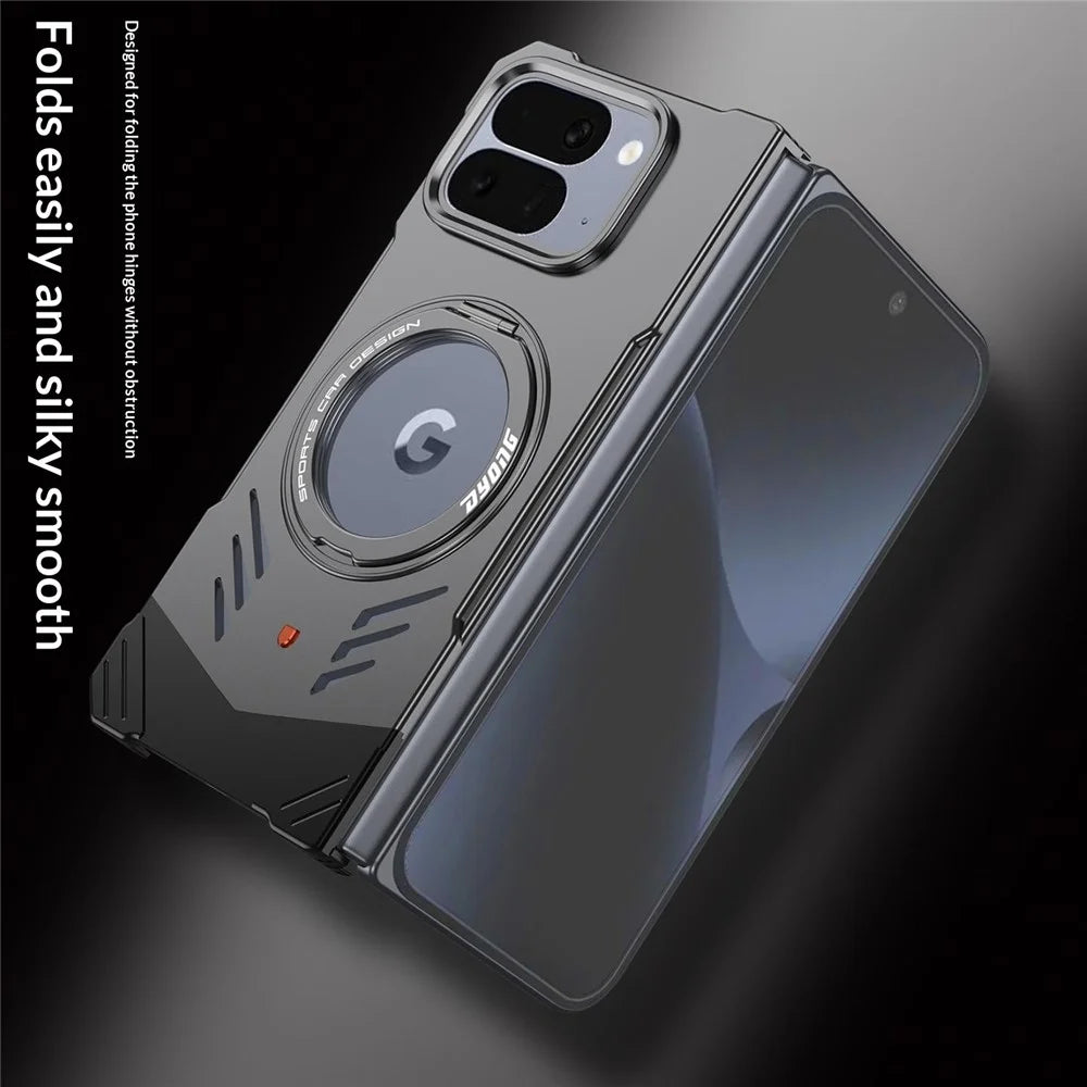 DYONG For Google Pixel 10 Pro Fold Metal Case Frameless Hollow Heat Dissipation Phone Cover with Kickstand - Tarnish - 7