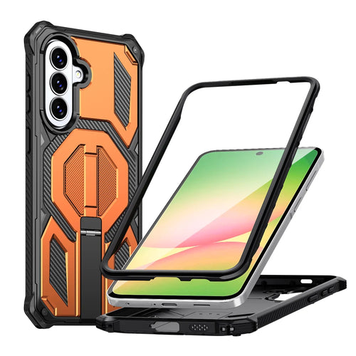 For Samsung Galaxy A27 5G / Galaxy A36 5G / Galaxy A56 5G / Galaxy A37 5G Magnetic Case TPU + PC Kickstand Phone Cover Drop Protection - Orange - 1