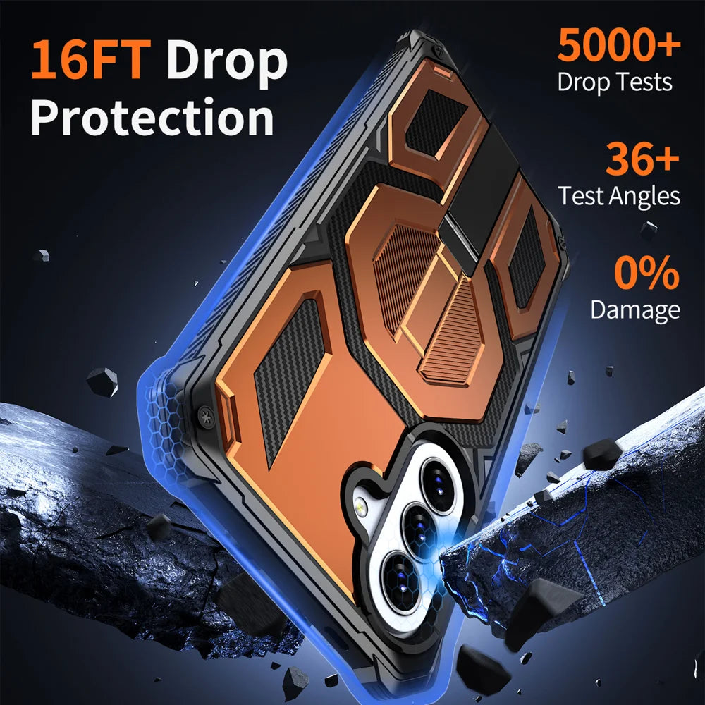 For Samsung Galaxy A27 5G / Galaxy A36 5G / Galaxy A56 5G / Galaxy A37 5G Magnetic Case TPU + PC Kickstand Phone Cover Drop Protection - Orange - 3