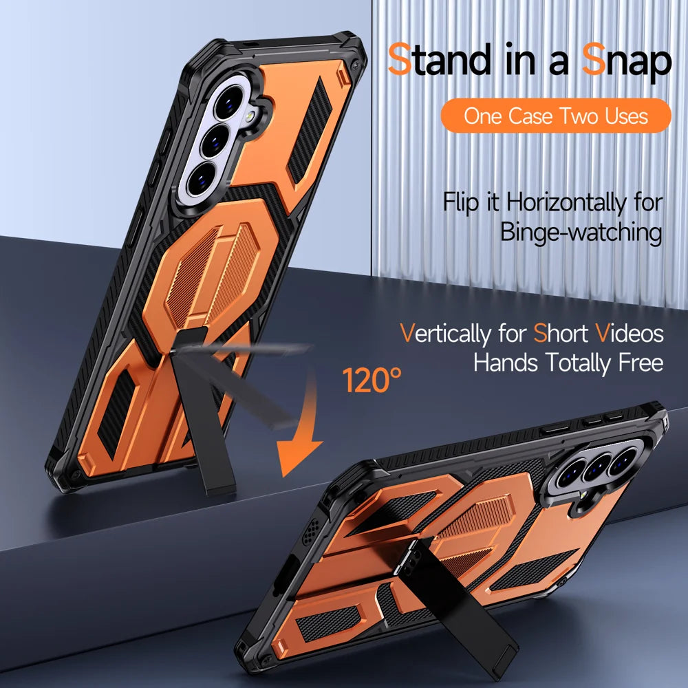 For Samsung Galaxy A27 5G / Galaxy A36 5G / Galaxy A56 5G / Galaxy A37 5G Magnetic Case TPU + PC Kickstand Phone Cover Drop Protection - Orange - 7