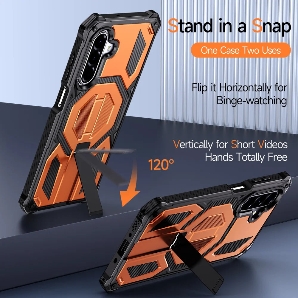 For Samsung Galaxy A17 4G / Galaxy A16 5G / Galaxy A16 4G / Galaxy A26 5G / Galaxy A17 5G Magnetic Case TPU + PC Kickstand Phone Cover Drop Protection - Orange - 7