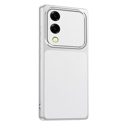 For Samsung Galaxy S25 Edge Case Sheepskin Texture Leather Coated TPU Phone Cover with Precise Camera Cutouts - White - 1