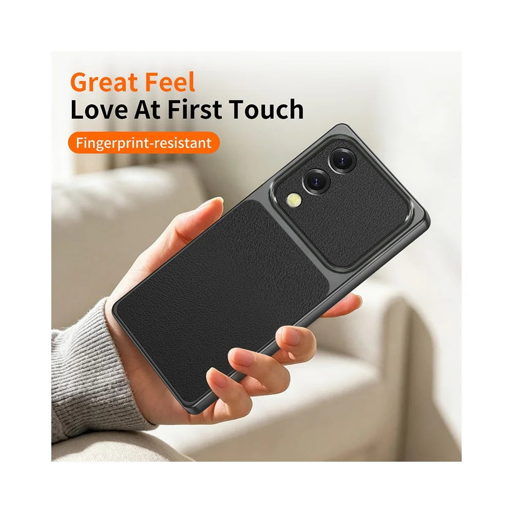 For Samsung Galaxy S25 Edge Case Sheepskin Texture Leather Coated TPU Phone Cover with Precise Camera Cutouts - White - 3
