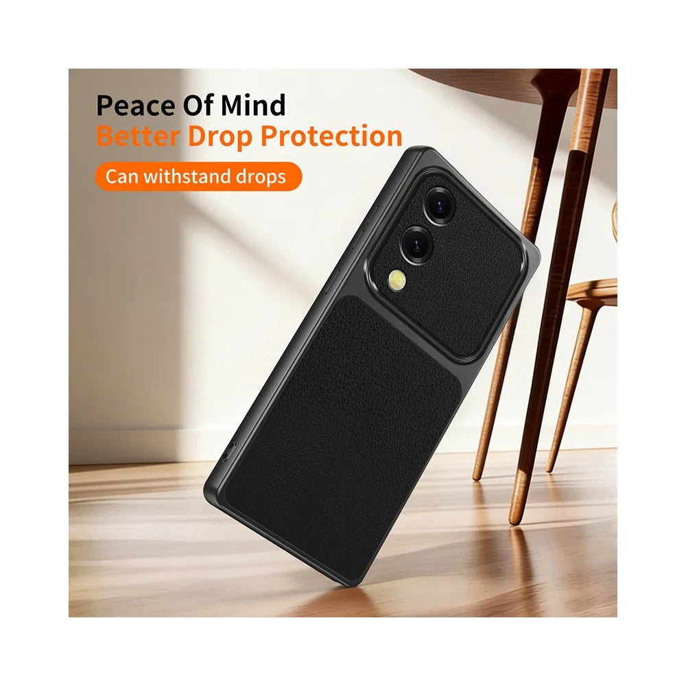 For Samsung Galaxy S25 Edge Case Sheepskin Texture Leather Coated TPU Phone Cover with Precise Camera Cutouts - White - 5