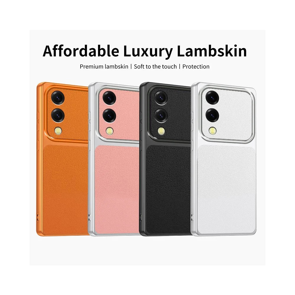 For Samsung Galaxy S25 Edge Case Sheepskin Texture Leather Coated TPU Phone Cover with Precise Camera Cutouts - White - 7