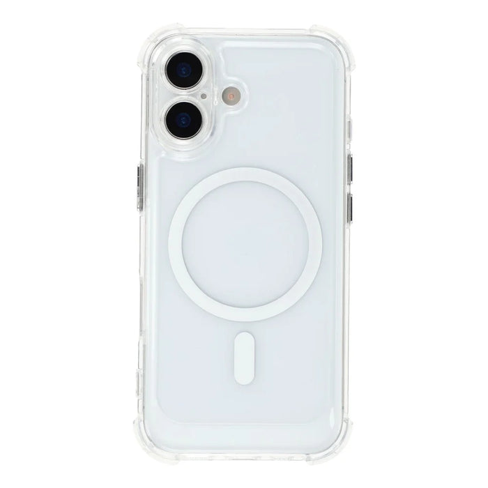 For iPhone 17 Magnetic Case Electroplated Buttons PC TPU Shockproof Clear Cover - Transparent - 3
