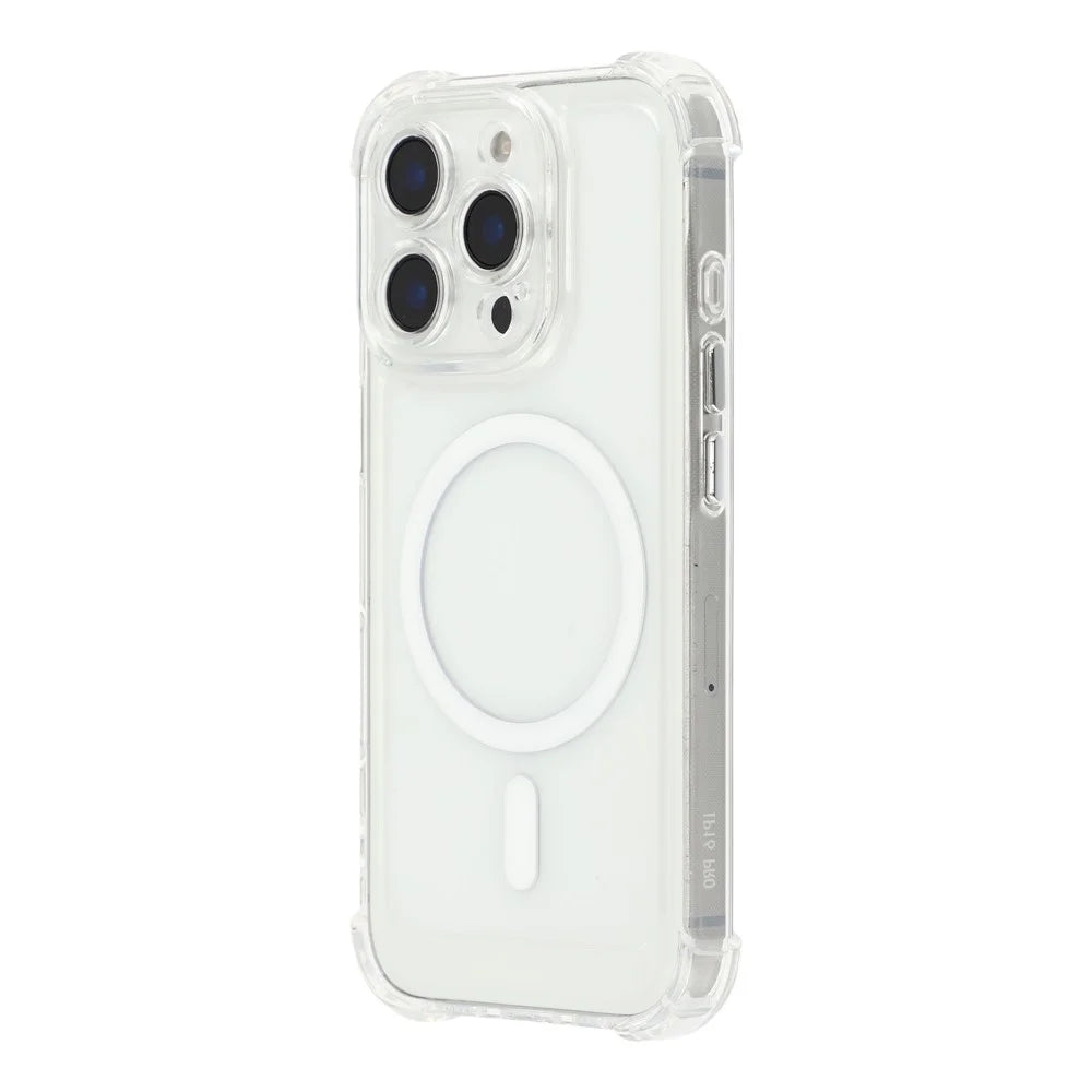 For iPhone 16 Pro Magnetic Case Electroplated Buttons PC TPU Shockproof Clear Cover - Transparent - 2