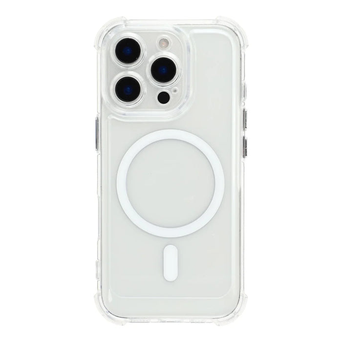 For iPhone 16 Pro Max Magnetic Case Electroplated Buttons PC TPU Shockproof Clear Cover - Transparent - 3