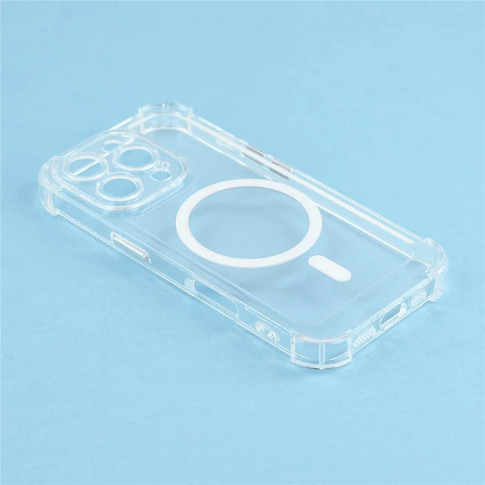 For iPhone 16 Pro Max Magnetic Case Electroplated Buttons PC TPU Shockproof Clear Cover - Transparent - 5