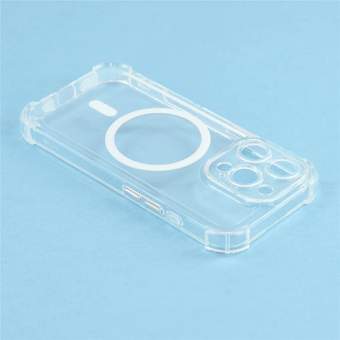 For iPhone 16 Pro Max Magnetic Case Electroplated Buttons PC TPU Shockproof Clear Cover - Transparent - 6