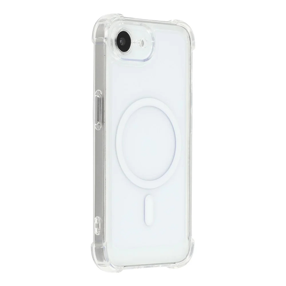 Magnetic Case For iPhone 17e  /  16e Electroplated Buttons PC TPU Shockproof Clear Cover - Transparent - 1