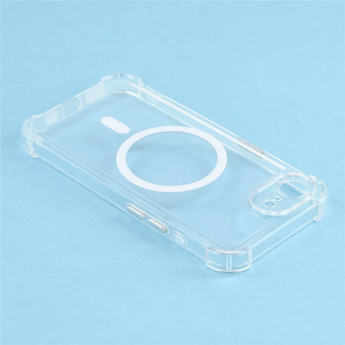 Magnetic Case For iPhone 17e  /  16e Electroplated Buttons PC TPU Shockproof Clear Cover - Transparent - 6