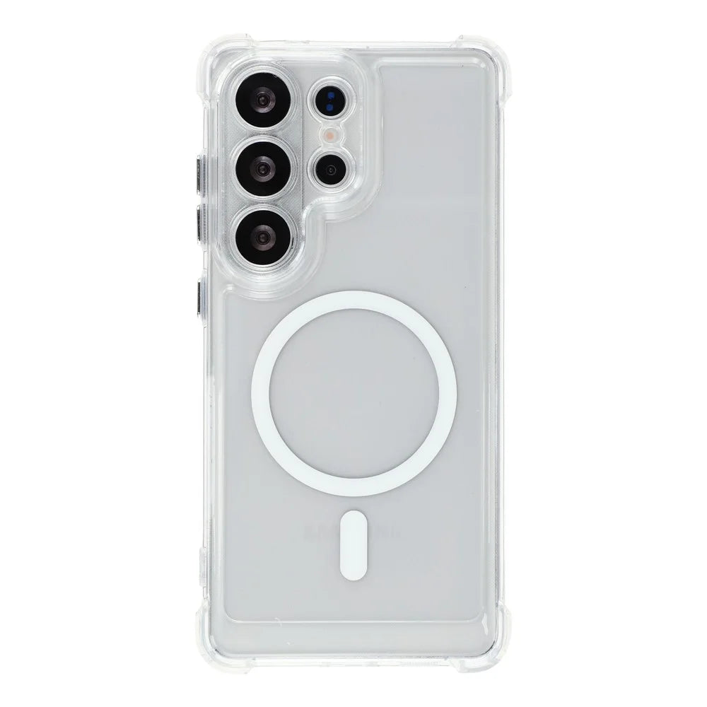 For Samsung Galaxy S25 Ultra Magnetic Case Electroplated Buttons PC TPU Shockproof Clear Cover - Transparent - 3