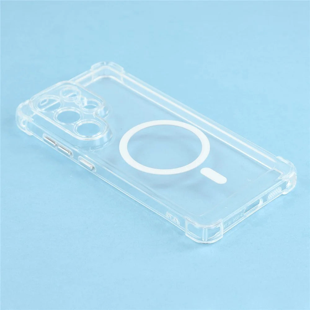 For Samsung Galaxy S25 Ultra Magnetic Case Electroplated Buttons PC TPU Shockproof Clear Cover - Transparent - 5