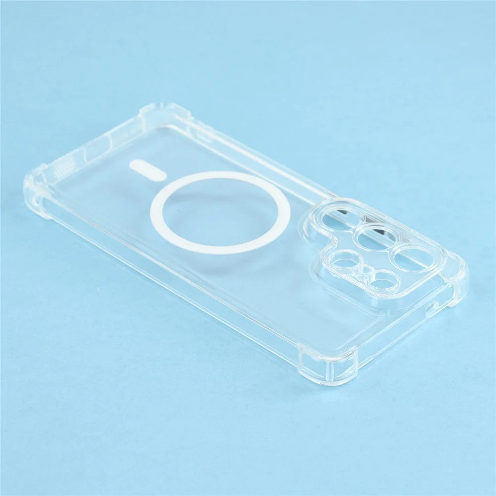 For Samsung Galaxy S25 Ultra Magnetic Case Electroplated Buttons PC TPU Shockproof Clear Cover - Transparent - 6