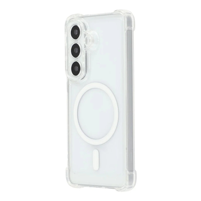For Samsung Galaxy S25+ Magnetic Case Electroplated Buttons PC TPU Shockproof Clear Cover - Transparent - 2