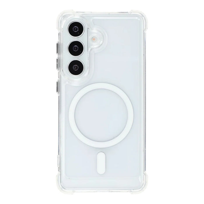 For Samsung Galaxy S25+ Magnetic Case Electroplated Buttons PC TPU Shockproof Clear Cover - Transparent - 3
