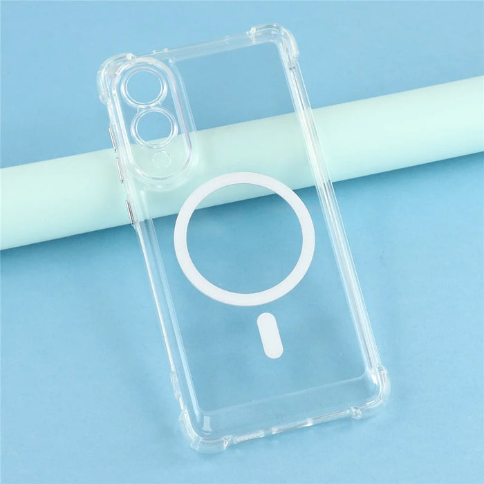 For Samsung Galaxy S25 Edge Magnetic Case Electroplated Buttons PC TPU Shockproof Clear Cover - Transparent - 4