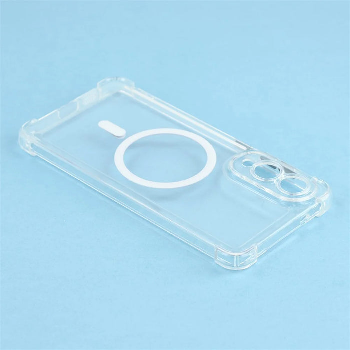 For Samsung Galaxy S25 Edge Magnetic Case Electroplated Buttons PC TPU Shockproof Clear Cover - Transparent - 6