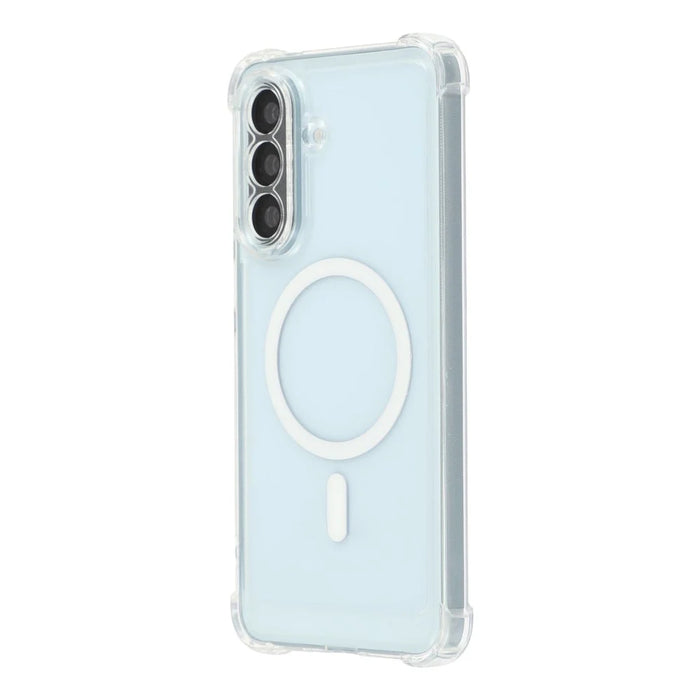 For Samsung Galaxy A37 5G Magnetic Case Electroplated Buttons PC TPU Shockproof Clear Cover - Transparent - 2
