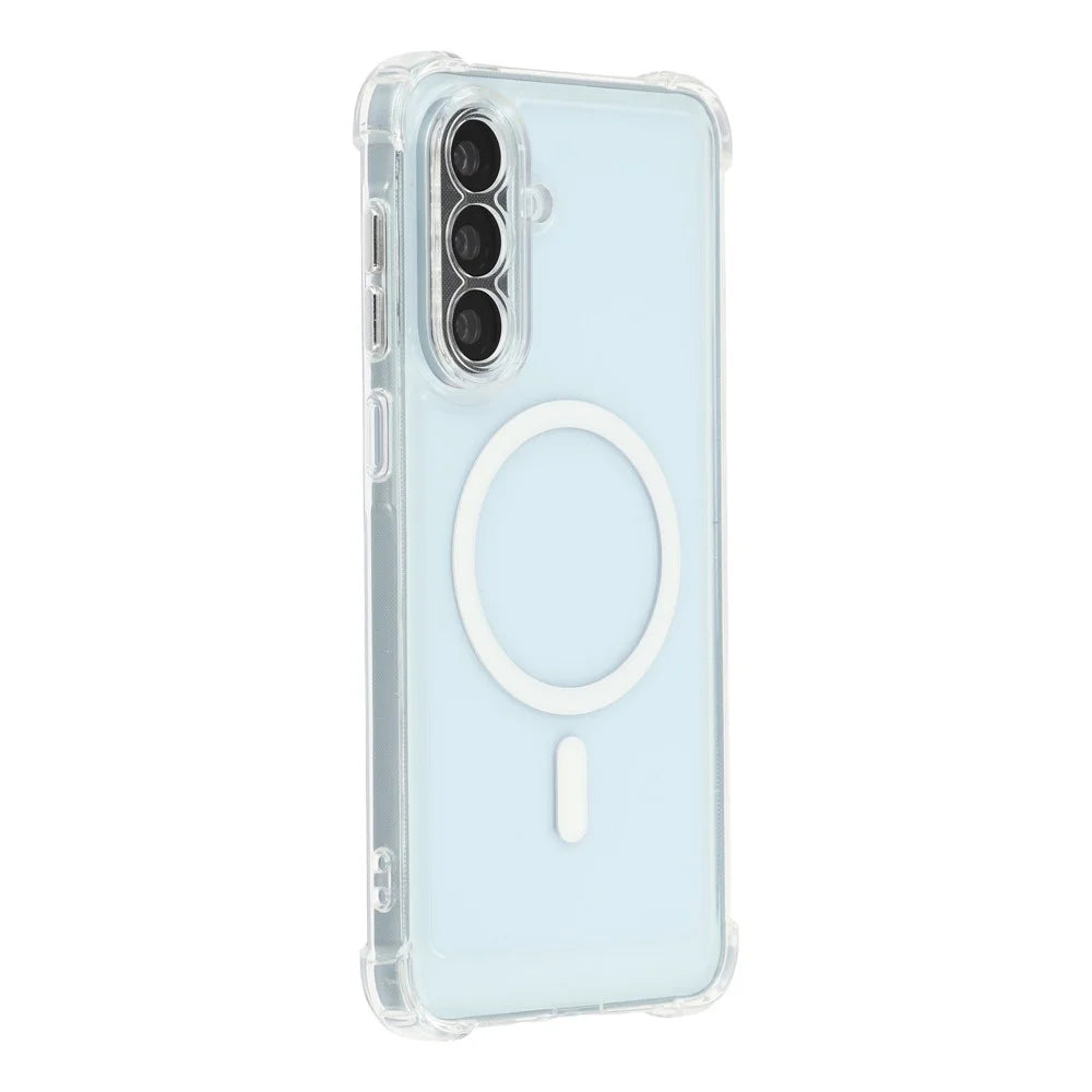 For Samsung Galaxy A26 5G Magnetic Case Electroplated Buttons PC TPU Shockproof Clear Cover - Transparent - 1