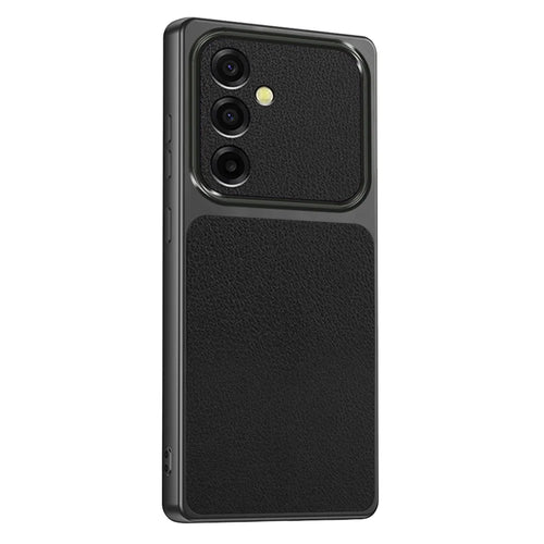 For Samsung Galaxy A37 5G Case Sheepskin Texture Leather Coated TPU Phone Cover with Precise Camera Cutouts - Black - 1