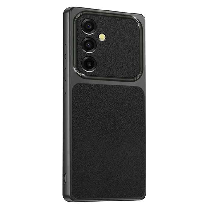 For Samsung Galaxy A37 5G Case Sheepskin Texture Leather Coated TPU Phone Cover with Precise Camera Cutouts - Black - 1