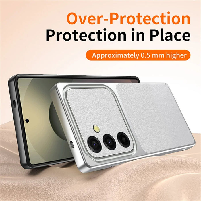 For Samsung Galaxy A37 5G Case Sheepskin Texture Leather Coated TPU Phone Cover with Precise Camera Cutouts - Black - 3