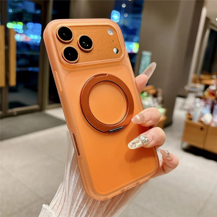 For iPhone 18 Pro / 17 Pro Case Rotating Kickstand TPU + PC Phone Protective Cover - Orange - 1