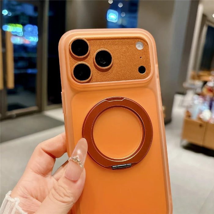 For iPhone 18 Pro / 17 Pro Case Rotating Kickstand TPU + PC Phone Protective Cover - Orange - 3
