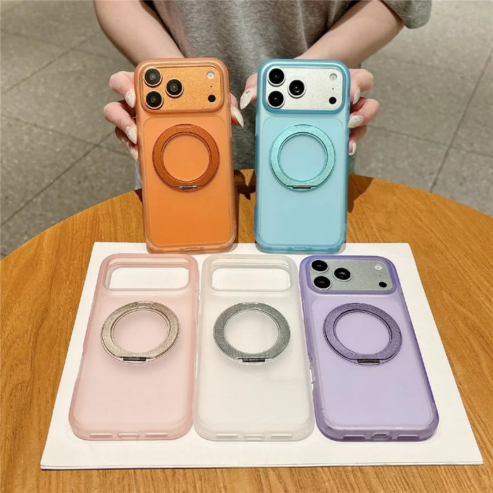 For iPhone 18 Pro / 17 Pro Case Rotating Kickstand TPU + PC Phone Protective Cover - Orange - 6