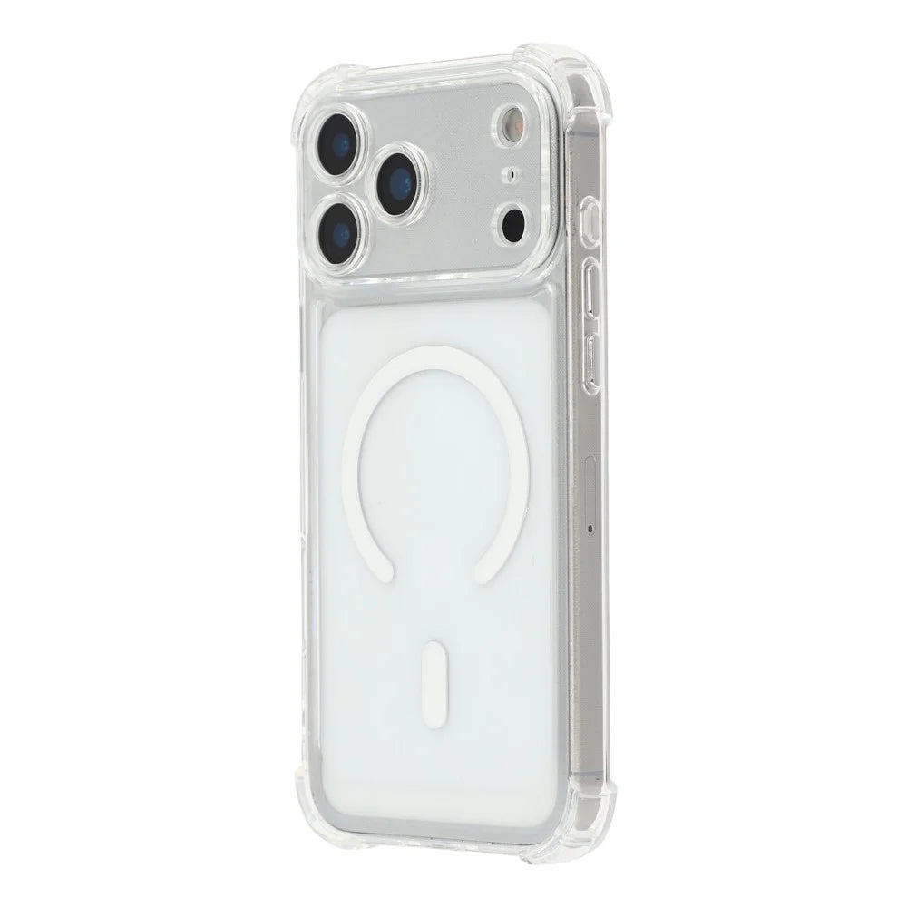 For iPhone 17 Pro Max Magnetic Case Electroplated Buttons PC TPU Shockproof Clear Cover - Transparent - 2