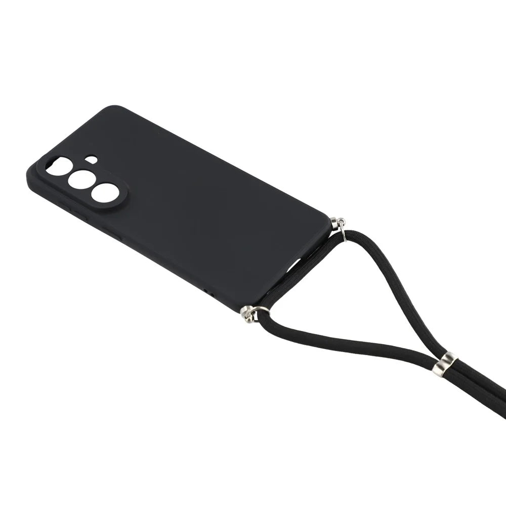 For Samsung Galaxy A57 5G Case Flexible TPU Fiber Lining Anti-Shock Crossbody Phone Cover - Black - 3
