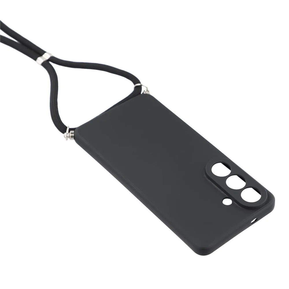 For Samsung Galaxy A57 5G Case Flexible TPU Fiber Lining Anti-Shock Crossbody Phone Cover - Black - 4